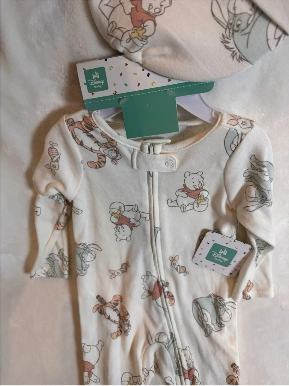 Disney Baby Winnie The Pooh Infant Footed Pajama With Cap NO HANGER